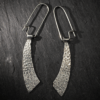 Shipwreck earrings, abstract contemporary shapes textured single dangle recycled silver handmade in Devon UK